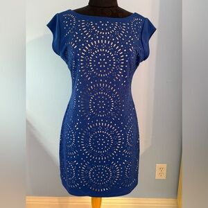 Chelsea & Violet Royal Blue Laser-Cut Dress